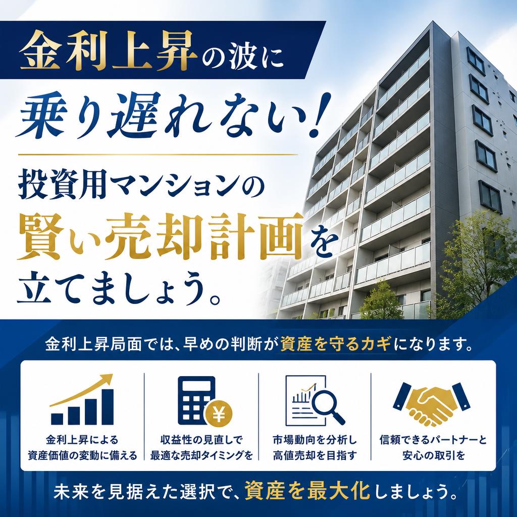 金利上昇の波に乗り遅れない！投資用マンションの賢い売却計画を立てましょう。